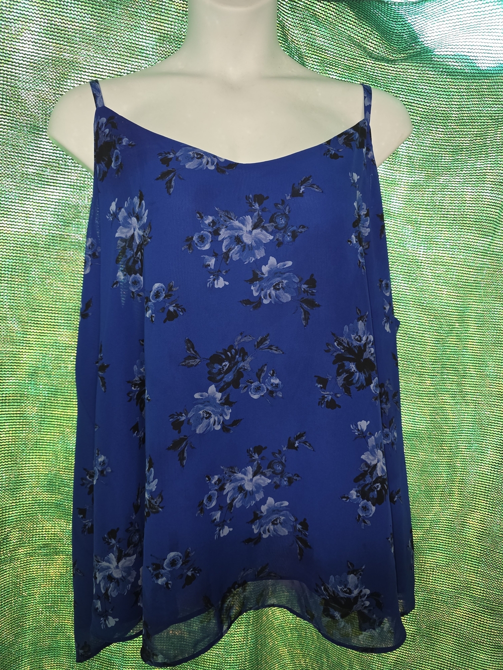 5x Plus Size Royal Blue Floral Tank Top Women's Blouse Torrid